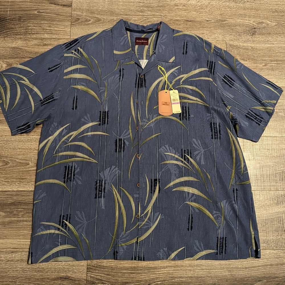 Tommy Bahama men silk Hawaiian shirt button up XXL NWT Tamarind Leaf